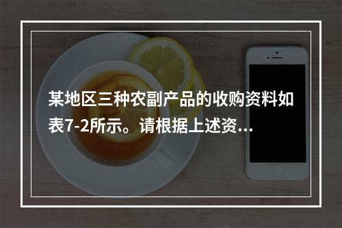 某地区三种农副产品的收购资料如表7-2所示。请根据上述资料从