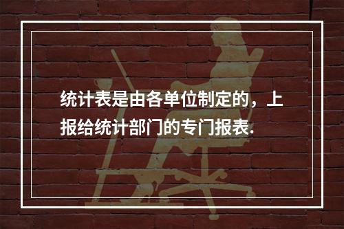 统计表是由各单位制定的，上报给统计部门的专门报表.