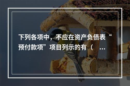 下列各项中，不应在资产负债表“预付款项”项目列示的有（　　）