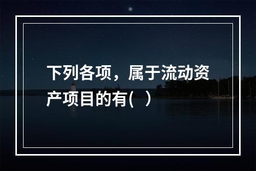 下列各项，属于流动资产项目的有(   ）