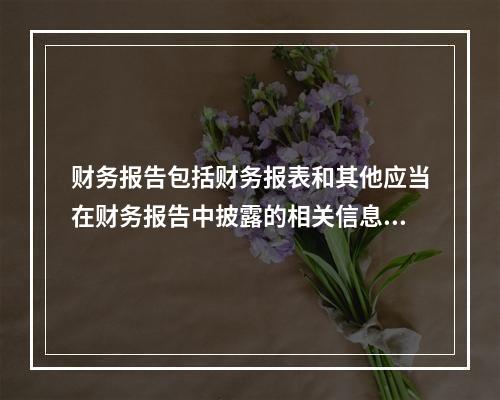 财务报告包括财务报表和其他应当在财务报告中披露的相关信息和资