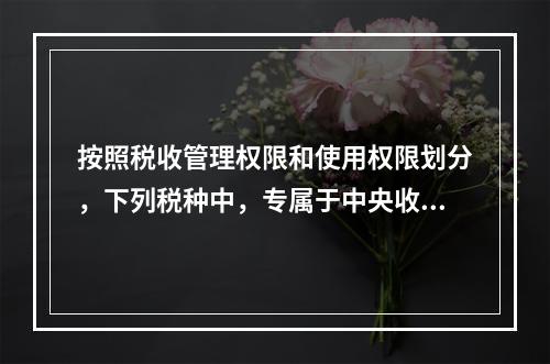 按照税收管理权限和使用权限划分，下列税种中，专属于中央收入的