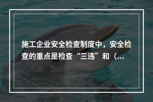 施工企业安全检查制度中，安全检查的重点是检查“三违”和（　）