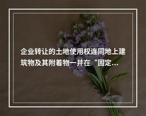 企业转让的土地使用权连同地上建筑物及其附着物一并在“固定资产