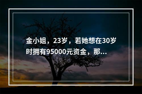 金小姐，23岁，若她想在30岁时拥有95000元资金，那么从