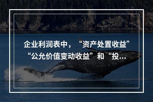 企业利润表中，“资产处置收益”“公允价值变动收益”和“投资收