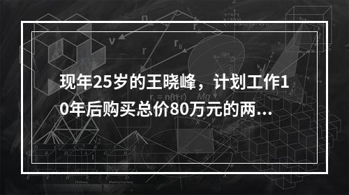 现年25岁的王晓峰，计划工作10年后购买总价80万元的两居室