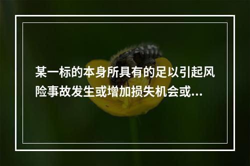 某一标的本身所具有的足以引起风险事故发生或增加损失机会或加重