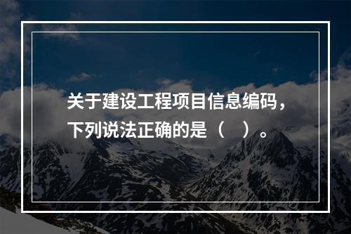 关于建设工程项目信息编码，下列说法正确的是（　）。