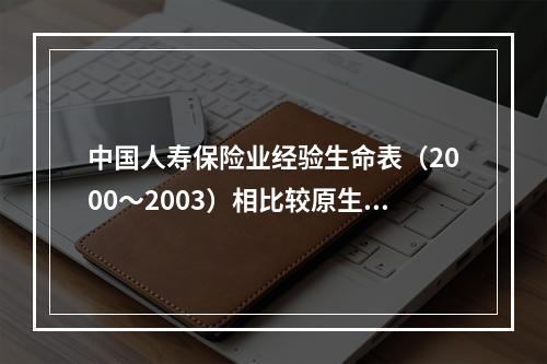 中国人寿保险业经验生命表（2000～2003）相比较原生命表