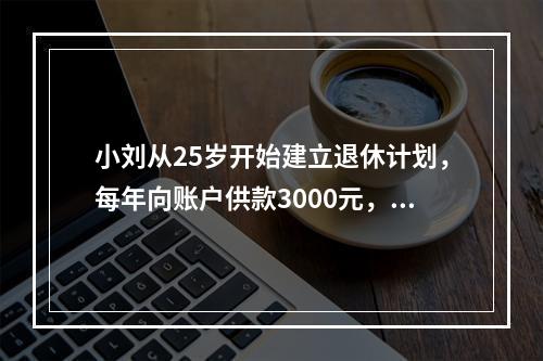 小刘从25岁开始建立退休计划，每年向账户供款3000元，到3