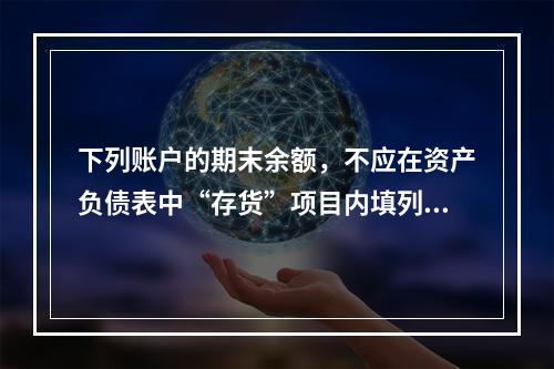 下列账户的期末余额，不应在资产负债表中“存货”项目内填列的是