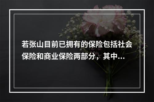 若张山目前已拥有的保险包括社会保险和商业保险两部分，其中社会