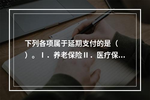 下列各项属于延期支付的是（　　）。Ⅰ．养老保险Ⅱ．医疗保险Ⅲ