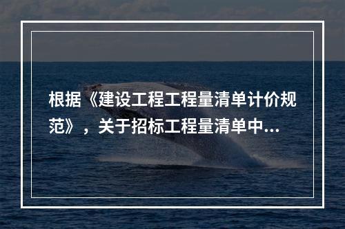 根据《建设工程工程量清单计价规范》，关于招标工程量清单中项目