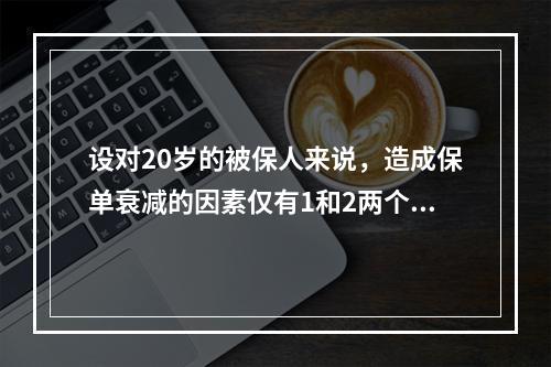 设对20岁的被保人来说，造成保单衰减的因素仅有1和2两个减因