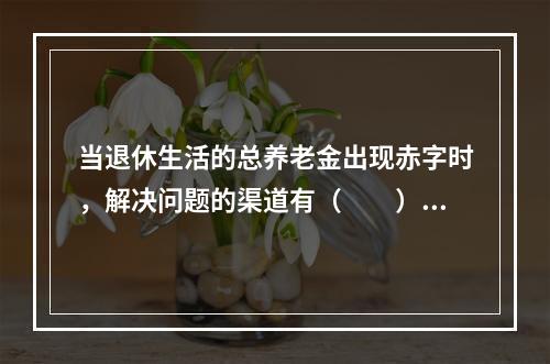 当退休生活的总养老金出现赤字时，解决问题的渠道有（　　）。Ⅰ