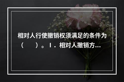 相对人行使撤销权须满足的条件为（　　）。Ⅰ．相对人撤销方式应