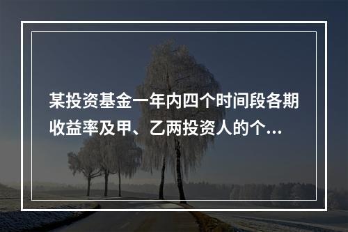 某投资基金一年内四个时间段各期收益率及甲、乙两投资人的个人投