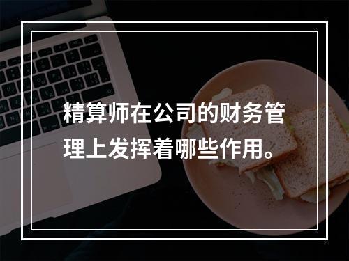 精算师在公司的财务管理上发挥着哪些作用。