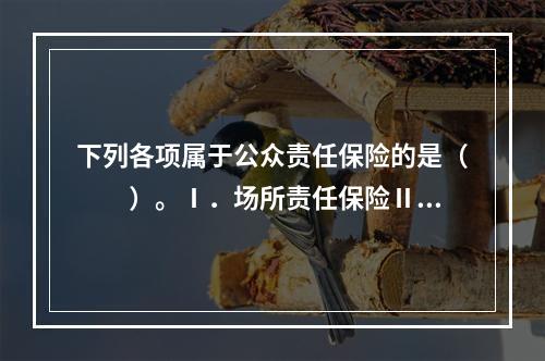 下列各项属于公众责任保险的是（　　）。Ⅰ．场所责任保险Ⅱ．承