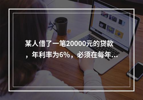 某人借了一笔20000元的贷款，年利率为6％，必须在每年末等