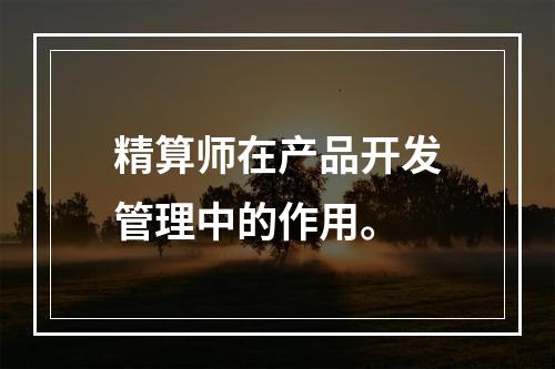 精算师在产品开发管理中的作用。