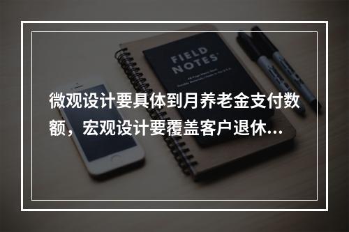 微观设计要具体到月养老金支付数额，宏观设计要覆盖客户退休后全