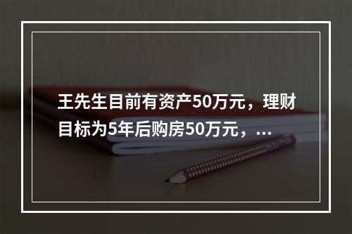 王先生目前有资产50万元，理财目标为5年后购房50万元，10