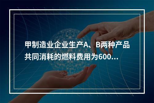 甲制造业企业生产A、B两种产品共同消耗的燃料费用为6000元