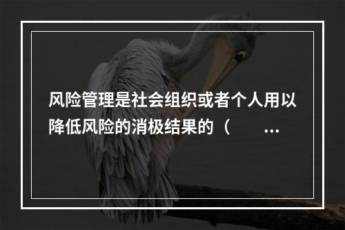 风险管理是社会组织或者个人用以降低风险的消极结果的（　　）。