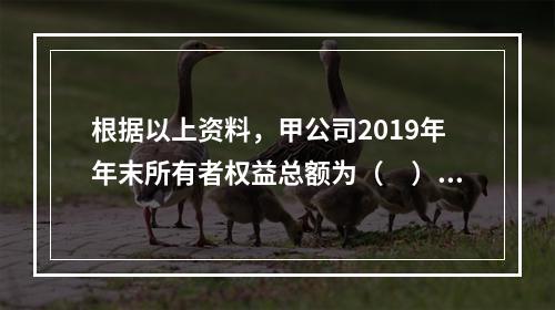 根据以上资料，甲公司2019年年末所有者权益总额为（　）万元