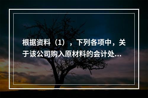 根据资料（1），下列各项中，关于该公司购入原材料的会计处理结