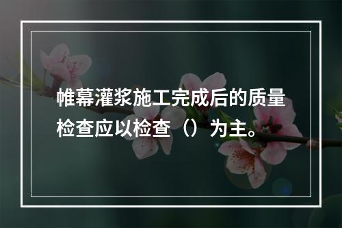 帷幕灌浆施工完成后的质量检查应以检查（）为主。