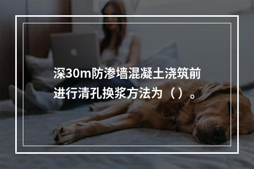 深30m防渗墙混凝土浇筑前进行清孔换浆方法为（ ）。