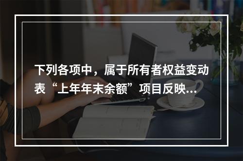 下列各项中，属于所有者权益变动表“上年年末余额”项目反映的内