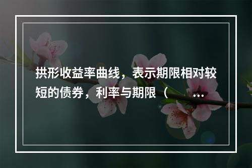 拱形收益率曲线，表示期限相对较短的债券，利率与期限（　　）。