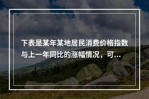 下表是某年某地居民消费价格指数与上一年同比的涨幅情况，可以得