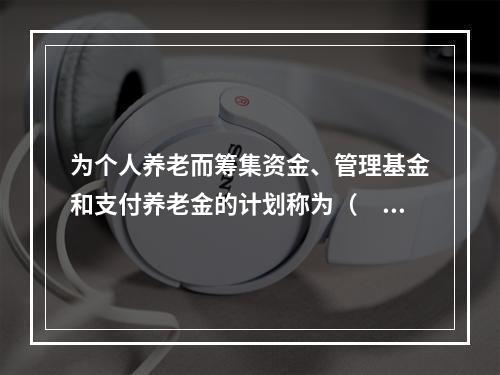 为个人养老而筹集资金、管理基金和支付养老金的计划称为（　　）