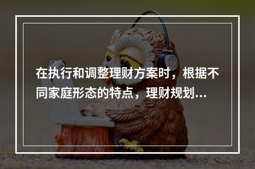 在执行和调整理财方案时，根据不同家庭形态的特点，理财规划师需