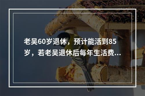 老吴60岁退休，预计能活到85岁，若老吴退休后每年生活费大约