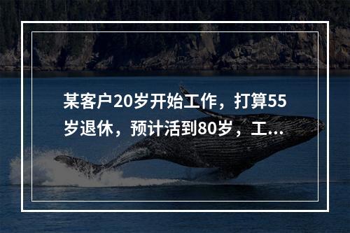 某客户20岁开始工作，打算55岁退休，预计活到80岁，工作平