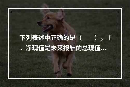 下列表述中正确的是（　　）。Ⅰ．净现值是未来报酬的总现值与初