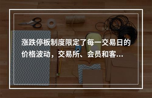 涨跌停板制度限定了每一交易日的价格波动，交易所、会员和客户的