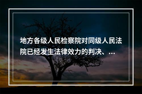 地方各级人民检察院对同级人民法院已经发生法律效力的判决、裁定