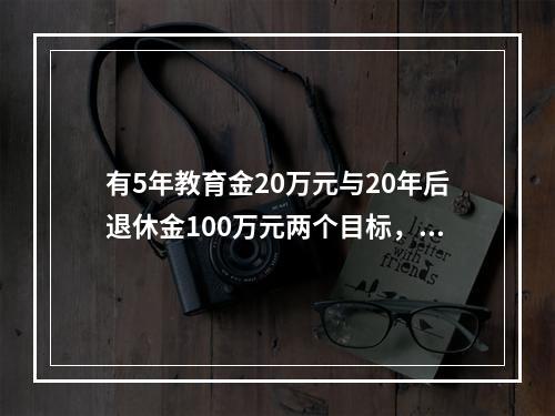 有5年教育金20万元与20年后退休金100万元两个目标，适合