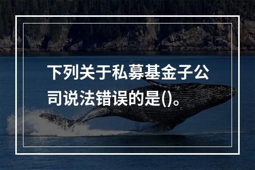 下列关于私募基金子公司说法错误的是()。