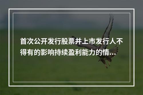 首次公开发行股票并上市发行人不得有的影响持续盈利能力的情形包