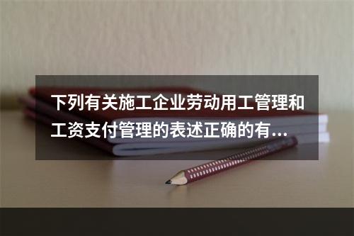 下列有关施工企业劳动用工管理和工资支付管理的表述正确的有（　