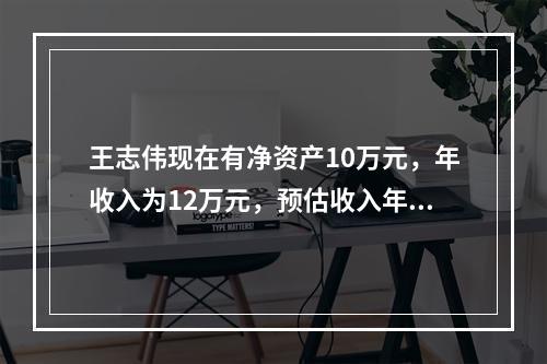 王志伟现在有净资产10万元，年收入为12万元，预估收入年成长